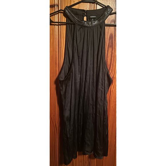 Torrid women’s Satin Beaded Halter Top black tunic size 3 / 3X - Picture 2 of 4